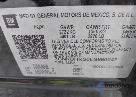 2020 Chevrolet Blazer Awd 2Lt z USA, uszkodzony, nr VIN 3GNKBHRS0LS660047